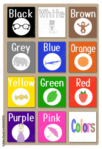 Colors illustration in English poster