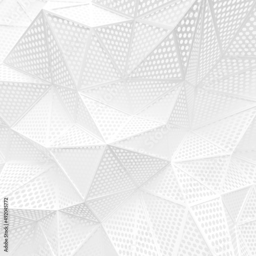 abstract white low poly background hole mesh hexagon pattern 3d render. blank empty backdrop with copy space technology modern future business style concept.