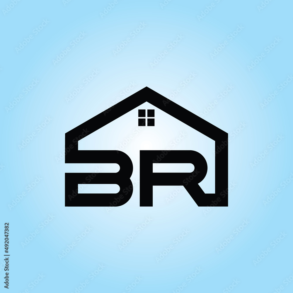 BR Letter Logo Design with Home BR Letter Logo Design with Home