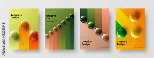 Amazing realistic spheres annual report template collection. Colorful corporate brochure vector design concept bundle. © kitka