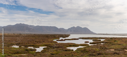 panorama landscape of the Cabo de Gata salines and nature reserve