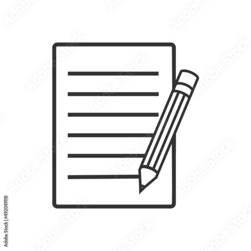File edit icon. Piece of paper and pencil symbol. Sign registration vector.