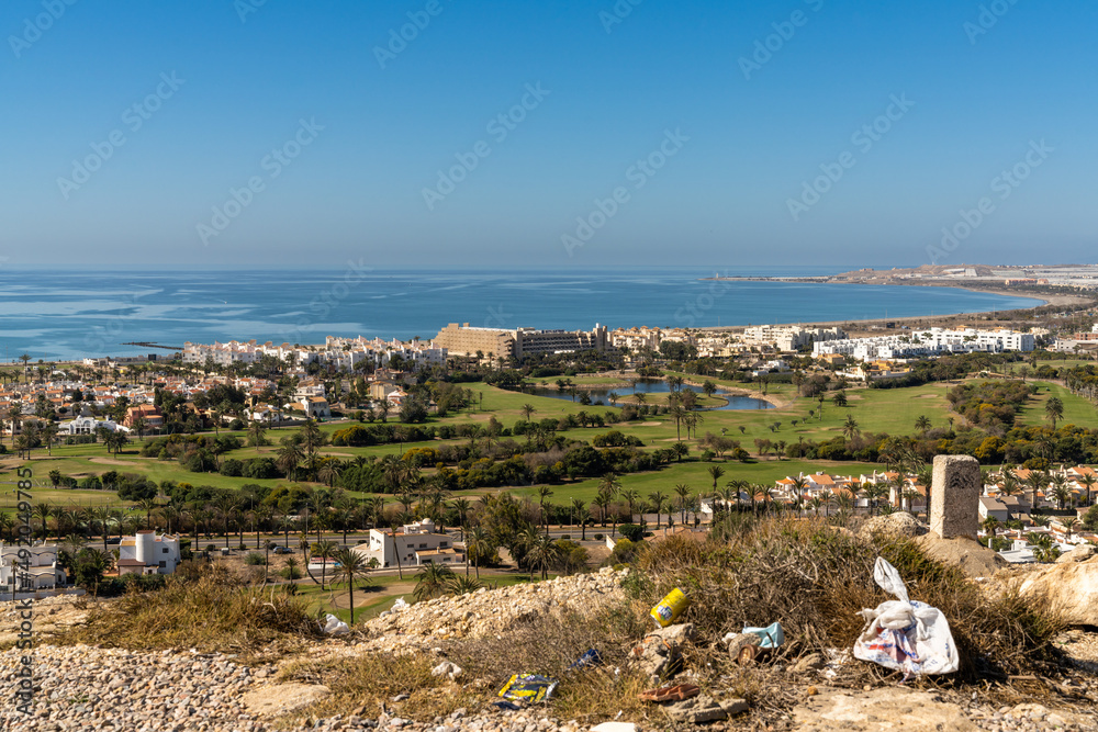 Φωτογραφία panorama view of the coastline at Almerimar with hotels and golf courses and bea