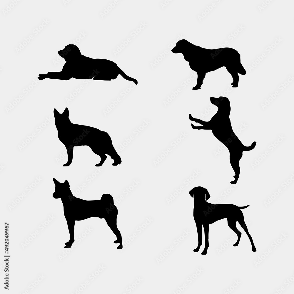 Dog Silhouette Set, Vector Silhouette Dog Silhouette Set, Vector Silhouette