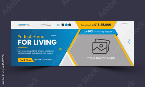 Real estate home sale facebook cover and web banner template photo