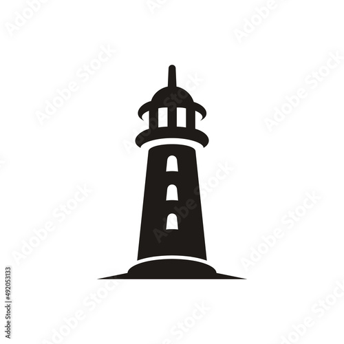 Lighthouse Searchlight Beacon Tower logo design