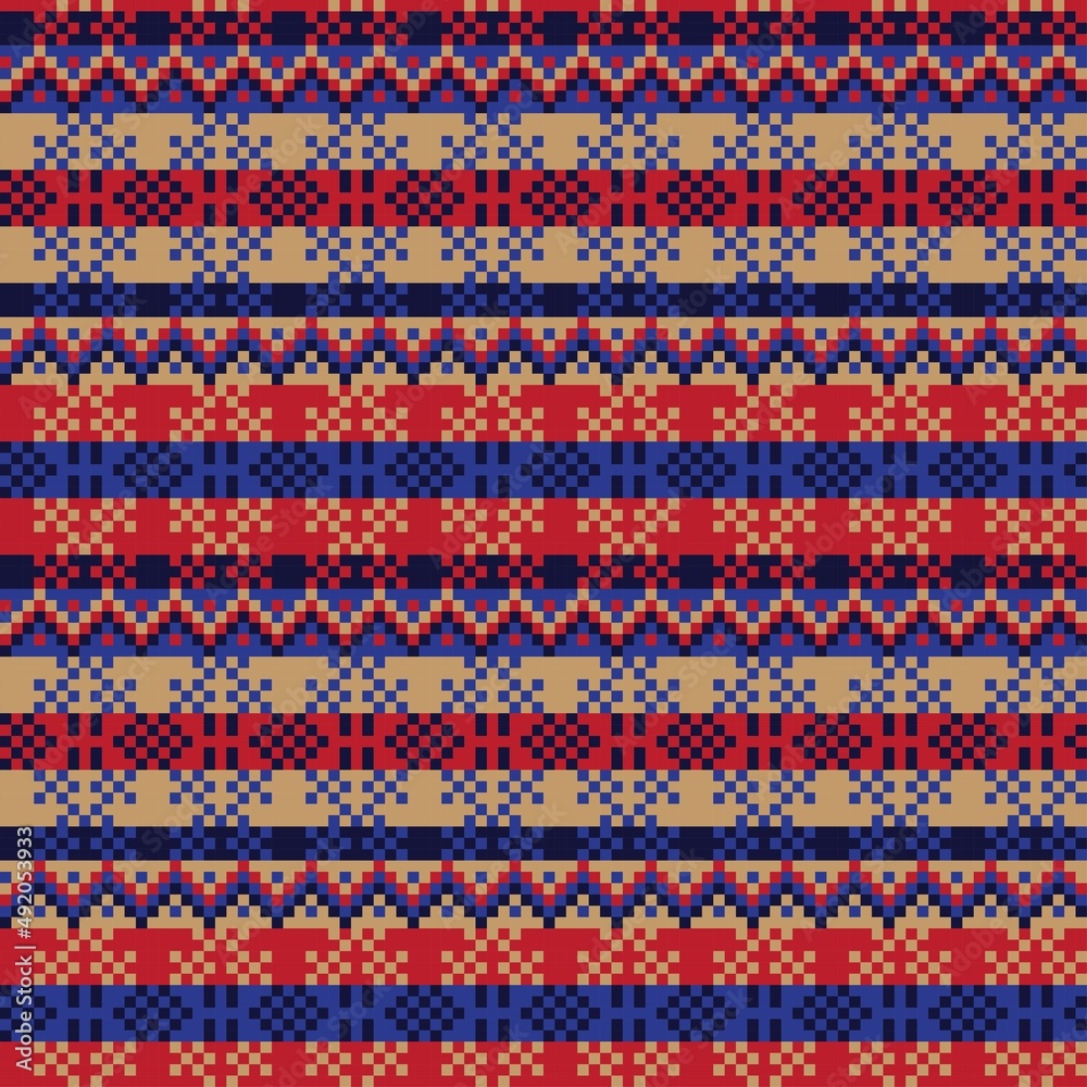 Snowflakes Fair Isle Seamless Pattern Design Snowflakes Fair Isle Seamless Pattern Design