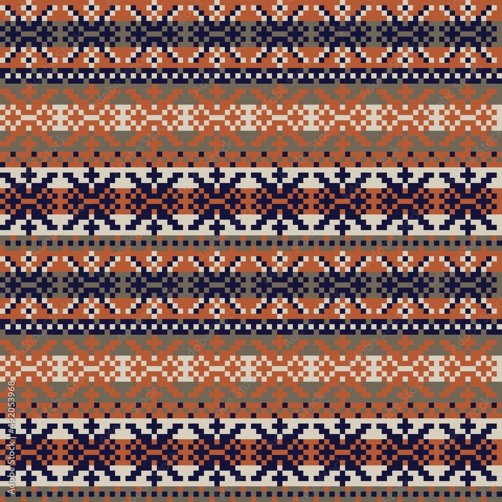 Snowflakes Fair Isle Seamless Pattern Design Snowflakes Fair Isle Seamless Pattern Design