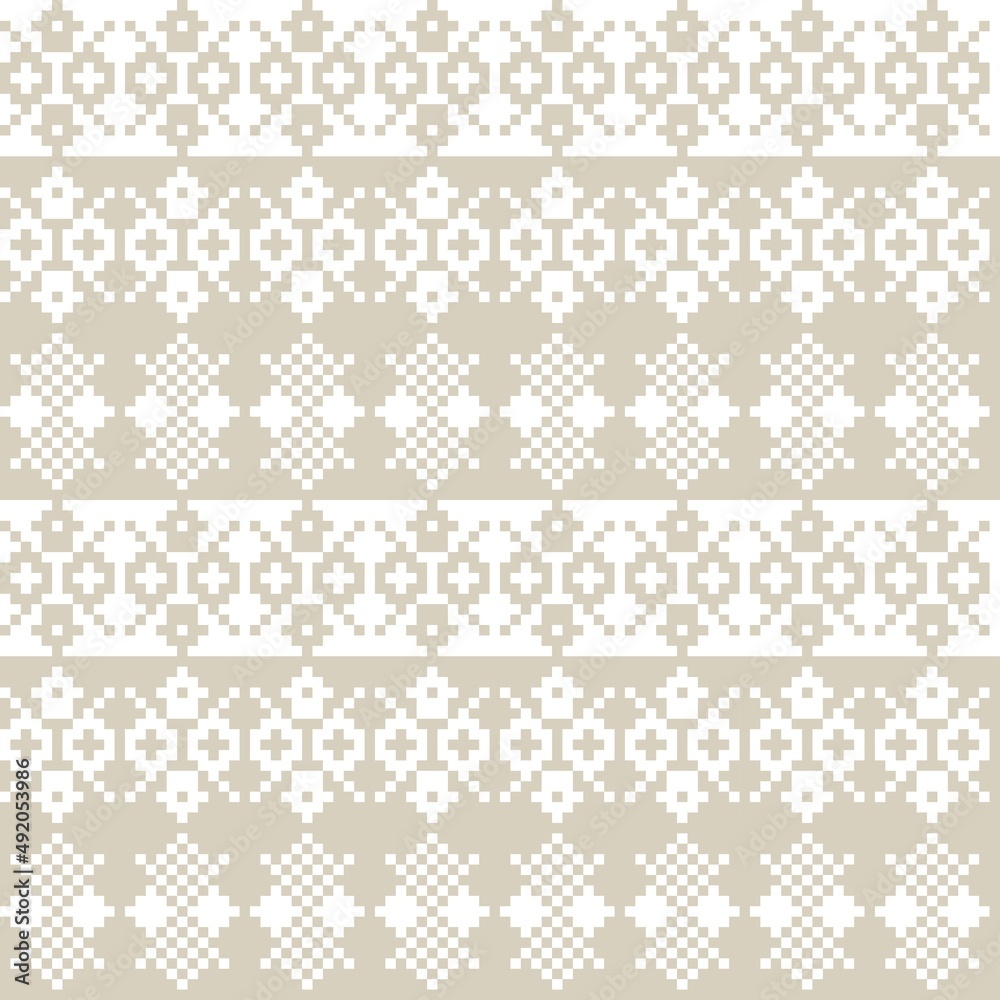 Snowflakes Fair Isle Seamless Pattern Design Snowflakes Fair Isle Seamless Pattern Design