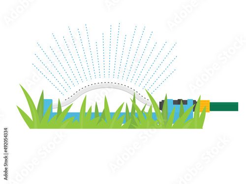 lawn irrigation swinging sprinkler- vector illustration