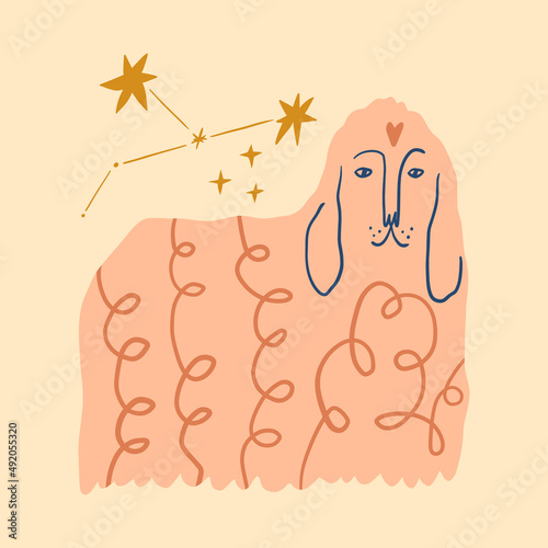 Vector clipart dog sticker. Dogs breed. EPS and JPG illustration. Funky doodle trendy print, colorful handdrawn childish cartoon art. Groovy fauve abstract collage decor elements in authors style.