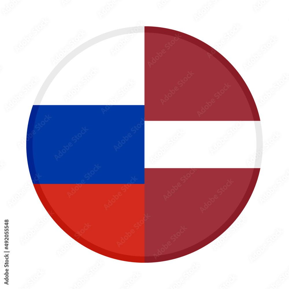 round icon with russia and latvia flags. vector illustration isolated on white background
round icon with russia and latvia flags. vector illustration isolated on white background