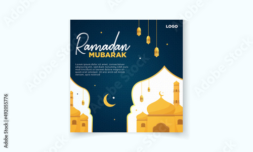  Ramadan Mubarak sale social media post template with musjid, moon, and  Latin for  sale social media,  Instagram photo