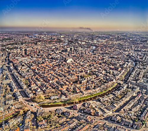 Photography Netherlands, Haarlem - 20-02-2022: view from high above on the city of Haarlem