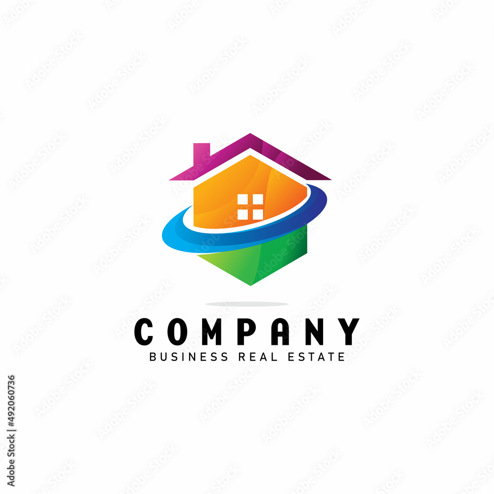 modern colorful real estate logo design, simple house colorful logo inspiration, business real estate vector template modern colorful real estate logo design, simple house colorful logo inspiration, business real estate vector template