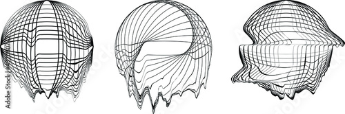 Glitch distorted geometric shape . Minimal art design . Destroyed melting logo . Trendy defect error shapes . Glitched design element .Broken effect .vector 