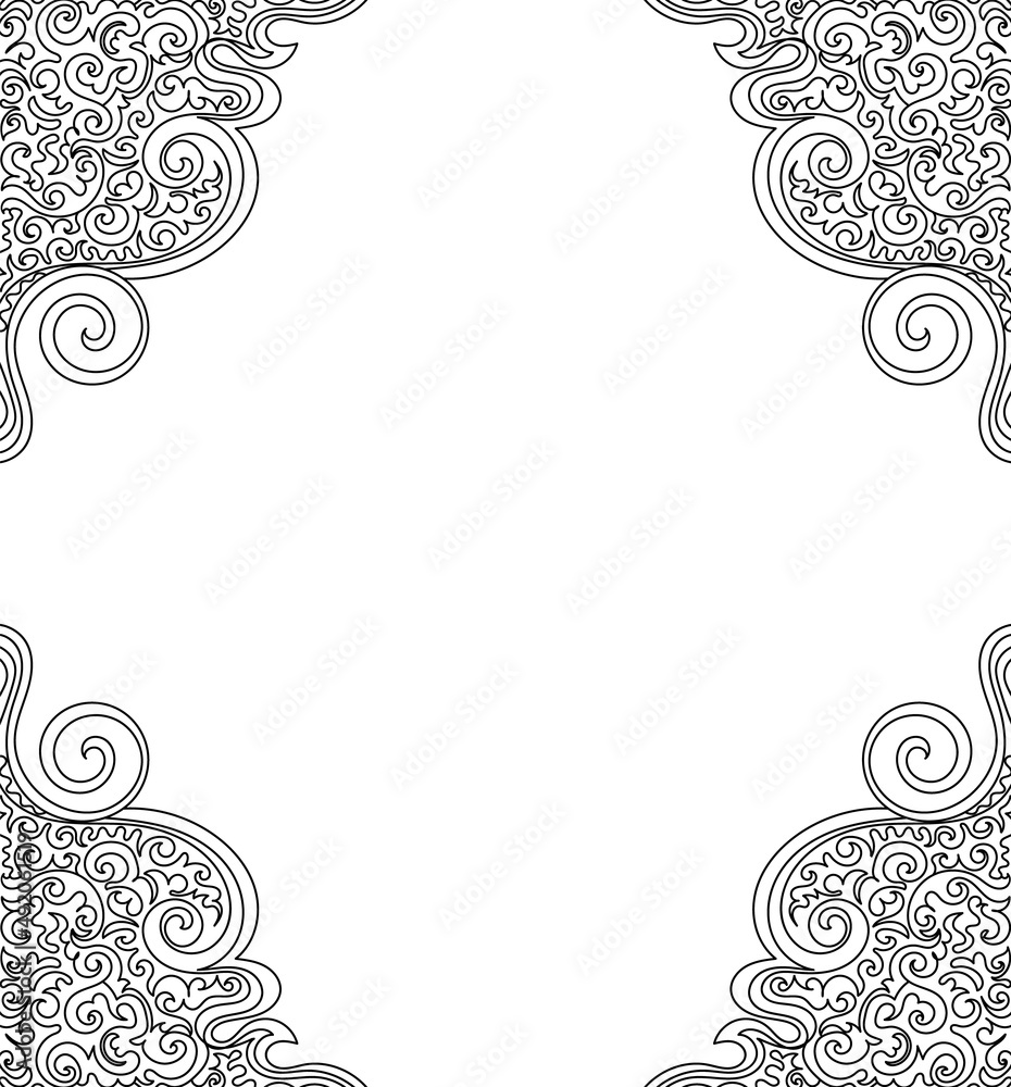 Beautiful decorative vector frame with handwritten figured lines and doodles