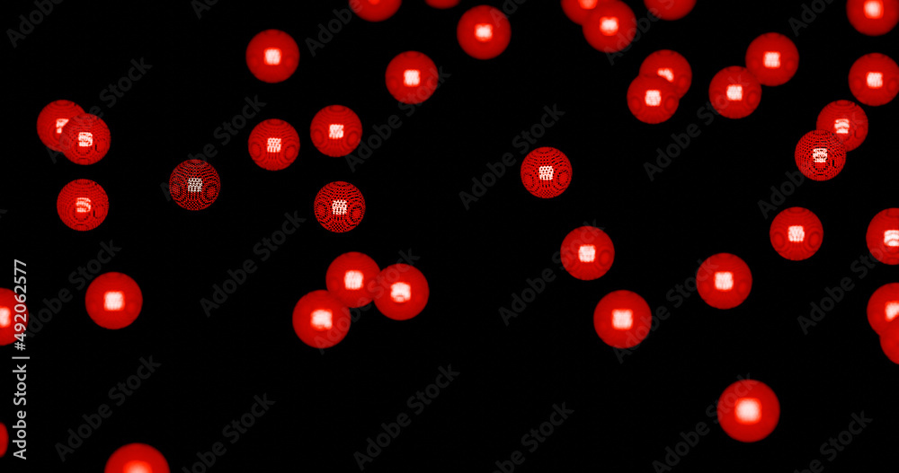 Render with red spheres on black background