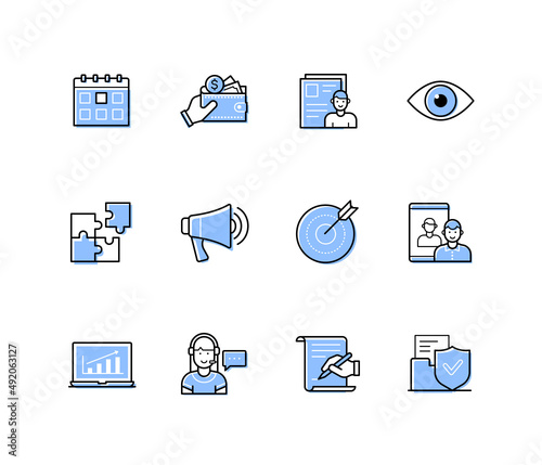 Modern work - modern line design style icons set