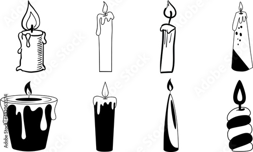 Hand Drawn Candles Silhouettes Hand Drawn Candles SVG EPS PNG
