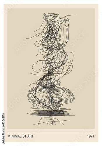 Minimal 20s geometric design poster with primitive shapes