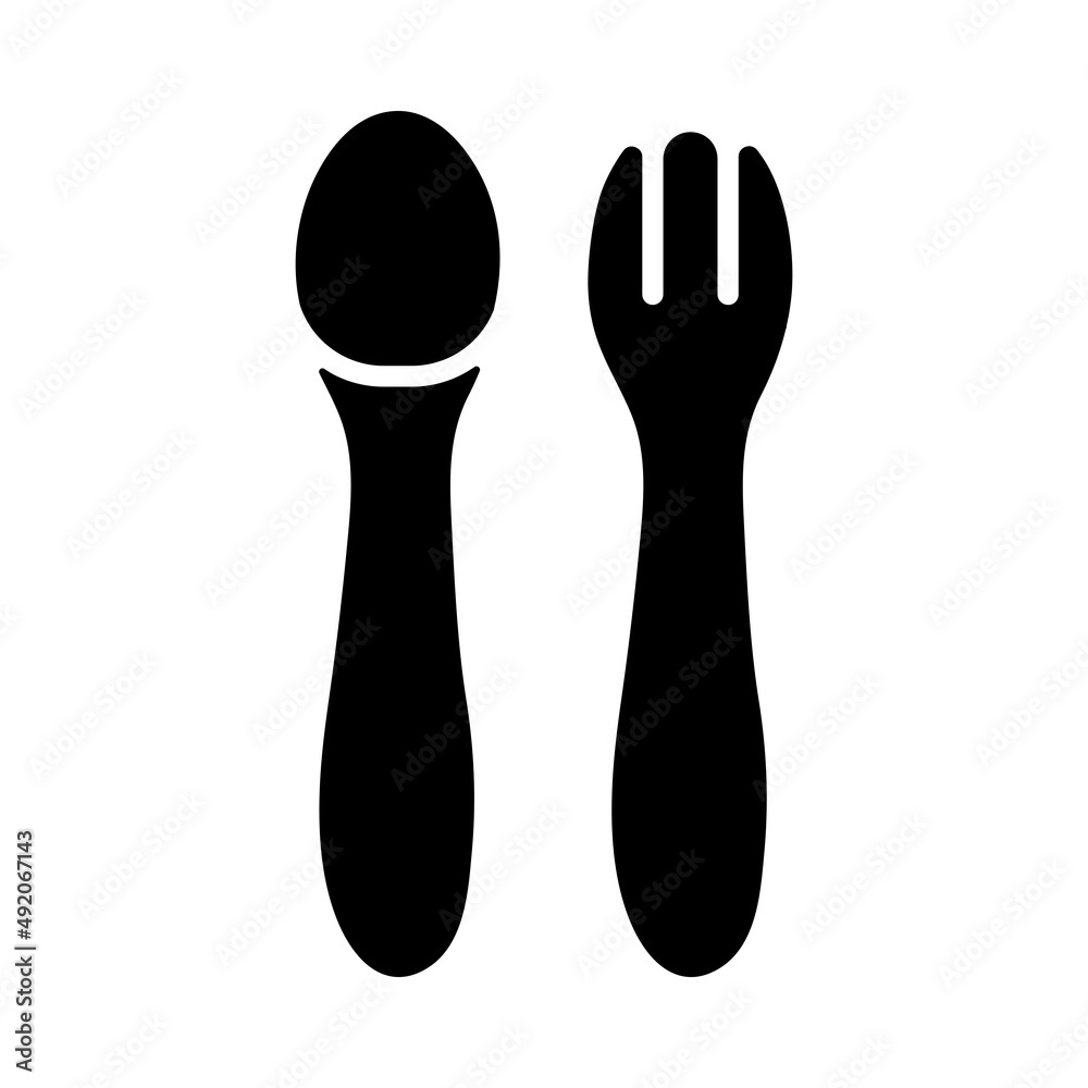 Spoon and fork for baby vector glyph icon Spoon and fork for baby vector glyph icon