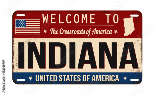 Welcome to Indiana vintage rusty license plate