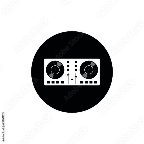 Double disc jokey icon circle background black color editable. Deejay machine vector isolated.
