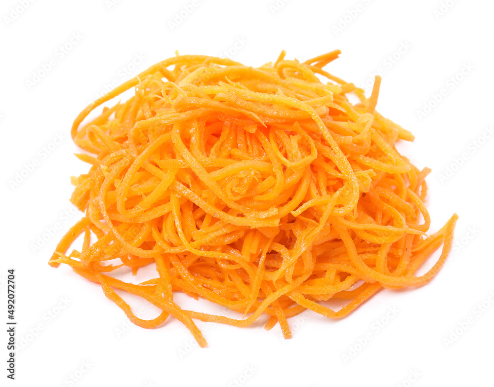 Delicious Korean carrot salad isolated on white Delicious Korean carrot salad isolated on white