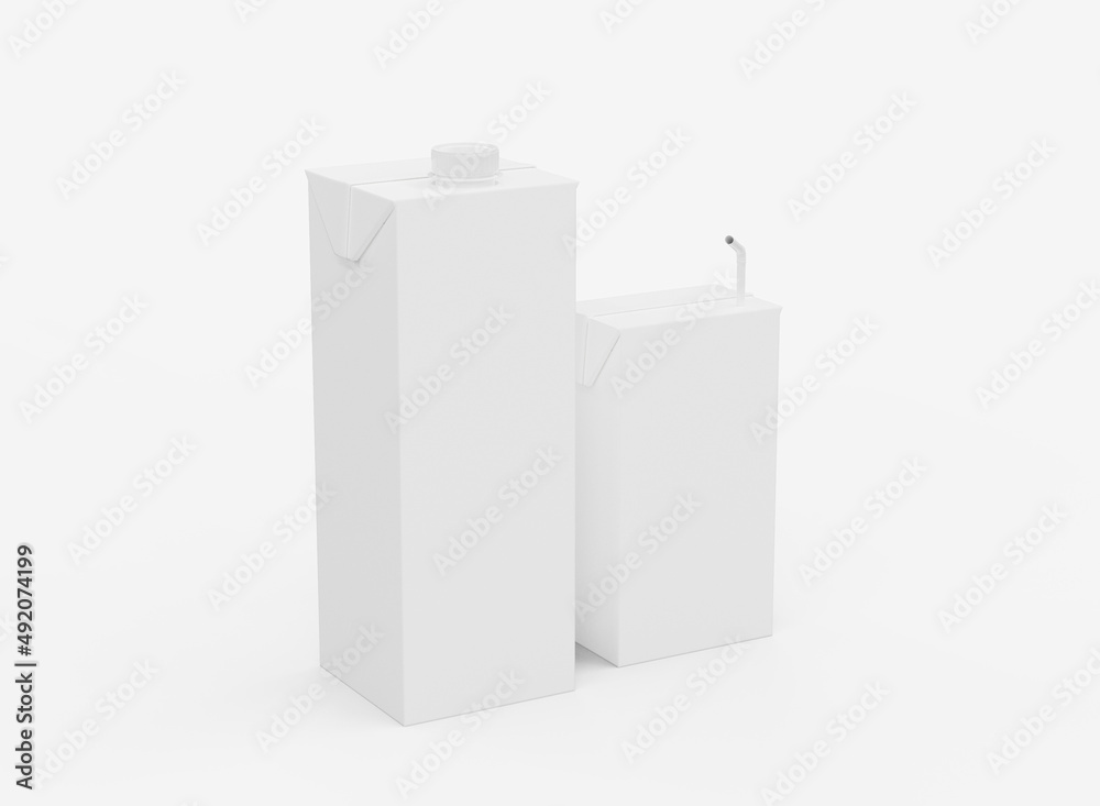 3d Two Size of Milk Juice Cardboard Mockup 3d Two Size of Milk Juice Cardboard Mockup