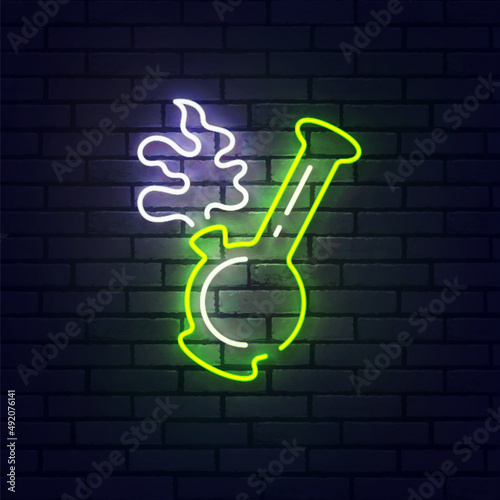 Bong neon sign, bright signboard, light banner. Bong logo neon, emblem and label. Vector illustration