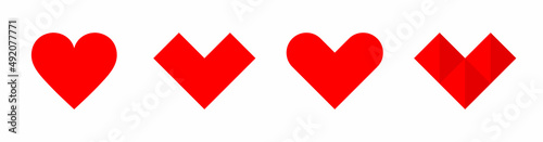 Red heart icons set. Vector illustration.