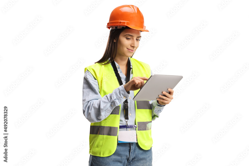 Young female engineer using a tablet