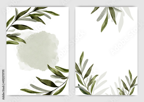 Watercolor of natural leaves background vector template design