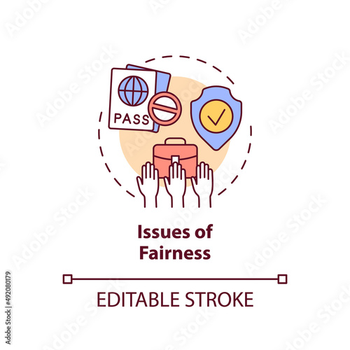 Issues of fairness concept icon. Legalizing unauthorized immigrants negative impact abstract idea thin line illustration. Isolated outline drawing. Editable stroke. Arial, Myriad Pro-Bold fonts used