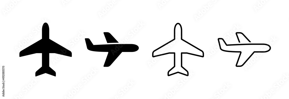 Plane icon set. Airplane icon vector. Flight transport symbol. Travel illustration. Holiday symbol - obrazy, fototapety, plakaty 