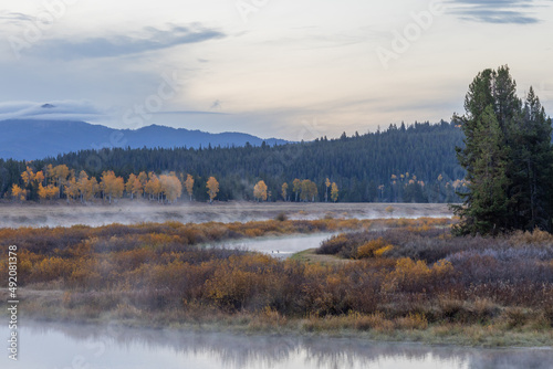 Fototapeta Naklejka Na Ścianę i Meble -  Scenic Autumn Reflection Landscape in Grand Teton National Park Wyoming