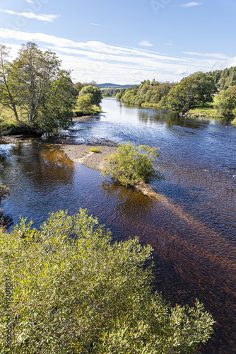 The famous River Spey at Broomhill Bridge near Nethy Bridge, Highland, Scotland UK.