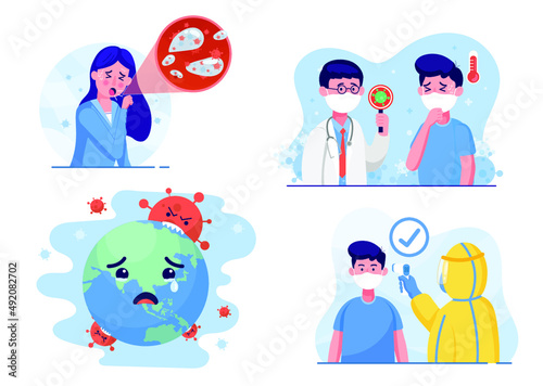 doctor and nurse corona illustration 2021. Coronavirus 