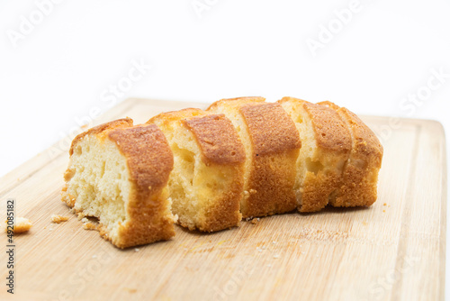 pound cake isolated on white background, front view