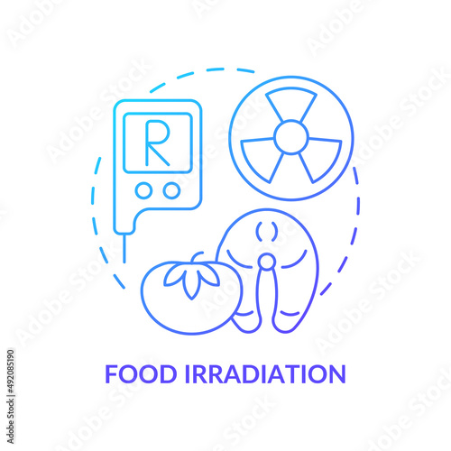 Food irradiation blue gradient concept icon. Analysis service abstract idea thin line illustration. Expose product to ionizing radiation. Isolated outline drawing. Myriad Pro-Bold font used photo