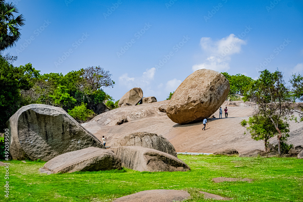 Krishna Butter Ball is UNESCO's World Heritage Site located at Mamallapuram or Mahabalipuram in Tamil Nadu, South India.Very ancient place in the world.