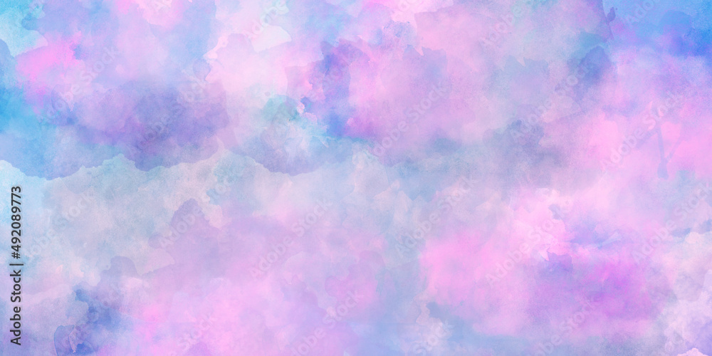 Abstract watercolor background in pink blue colors