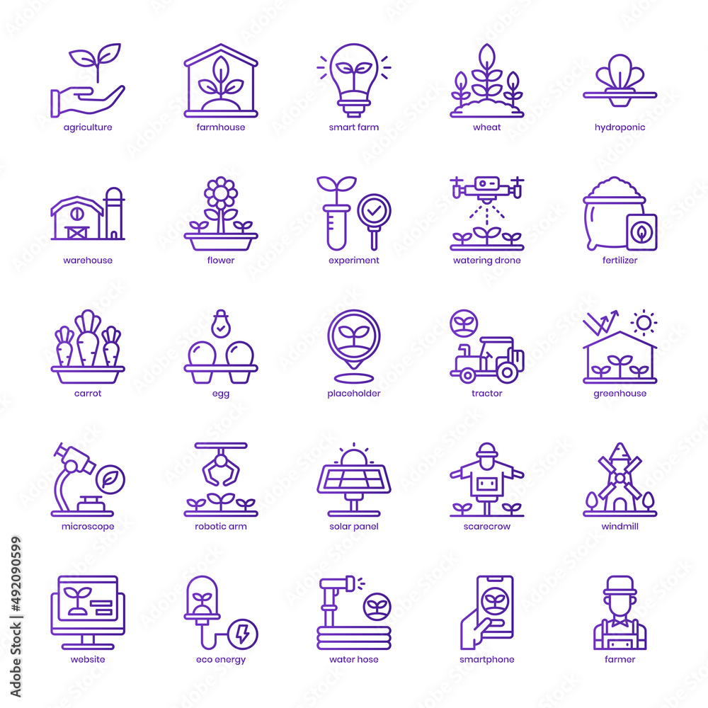 Smart Agriculture icon pack for your website design, logo, app, UI. Smart Agriculture icon basic line gradient design. Vector graphics illustration and editable stroke. Smart Agriculture icon pack for your website design, logo, app, UI. Smart Agriculture icon basic line gradient design. Vector graphics illustration and editable stroke.