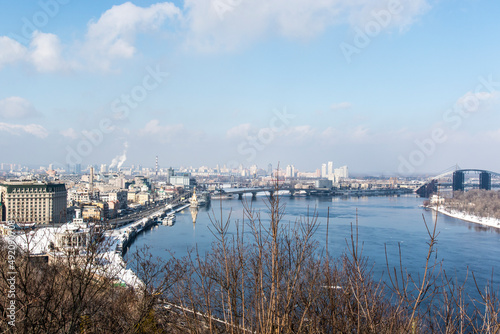 View at the center of Kyiv and the Dnieper river, Ukraine, Europe