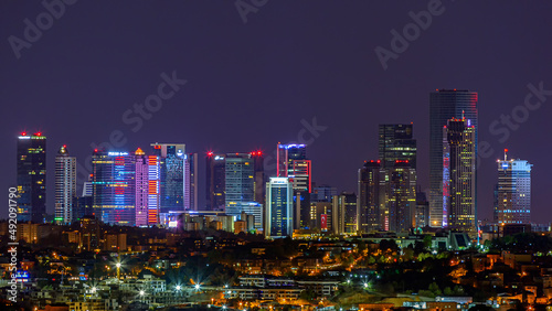 istanbul,turkey. 10.11.2019. night view of istanbul city and skyscrapers