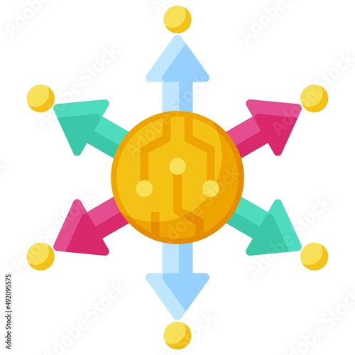 Decentralized finance icon, DeFi related vector illustration