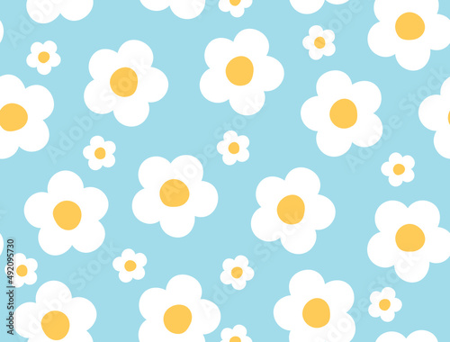 Daisy Vector, Daisy Wallpaper, Daisy Seamless Pattern, Daisy Repeat Pattern, Cute Flower Pattern, Cute Flower Vector, White Daisies Background, Vector Illustration Background
