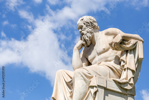 Socrates statue in Athens in front of the National Academy photo