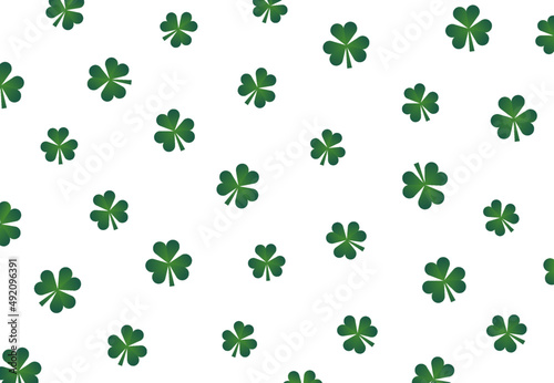 Clover vector seamless pattern for St. Patrick's Day. On white background. Shamrock illustrations. 